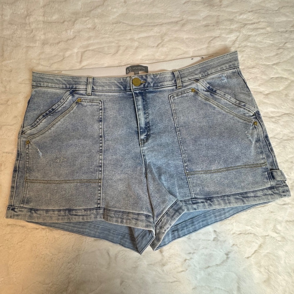 Wit & Wisdom Ab-solution Light Wash Denim Carpenter Utility Shorts Womens 24W